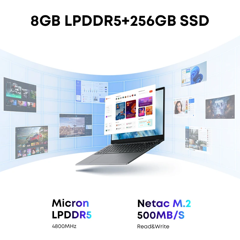 Chuwi gemibook plus laptop 15.6 "gráficos intel n100 para 12a geração 1920*1080p 16gb ram 512gb ssd com ventilador de refrigeração windows 11 - Image 3