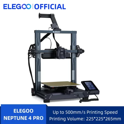 Impressora 3D ELEGOO NEPTUNE 4 PRO FDM com alta velocidade de até 500 mm/s, nivelamento automático de cama de 121 pontos, tamanho de impressão de 225x225x265mm