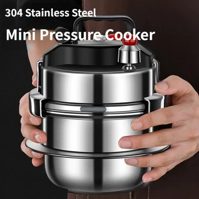 Mini panela de pressão de aço inoxidável, Panela, Camping Canners, Panela de arroz, Panelas para cozinha, Acampamento ao ar livre, 1.6l