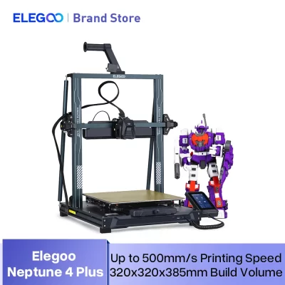 ELEGOO NEPTUNE 4 PLUS FDM Impressora 3D com impressão de até 500 mm/s com placa-mãe Klipper de alta velocidade, volume de construção 320x320x385mm