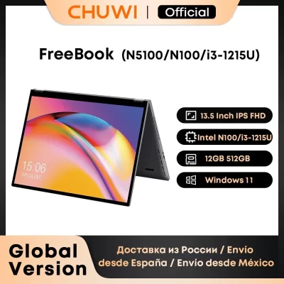 Chuwi freebook laptop tablet pc 13.5 Polegada tela sensível ao toque fhd windows 11 intel n100/i3-1215U quad core 12gb lpddr5 512g ssd wifi6