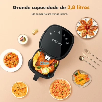 Fritadeira de ar Visualizada, Grande Capacidade de 3,8L, Observação e Disparo de Alimentos em Tempo real, Fritadeira de ar