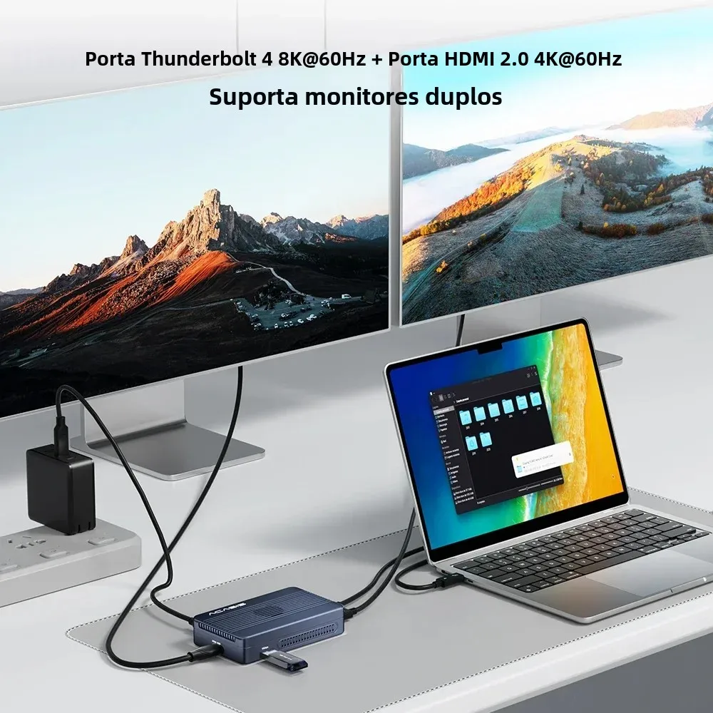 Acasis 40gbps dual-bay thunderbolt m.2 nvme ssd caso USB-C docking station modo raid hdmi 8k 60hz pd100w hub para edição de vídeo - Image 4