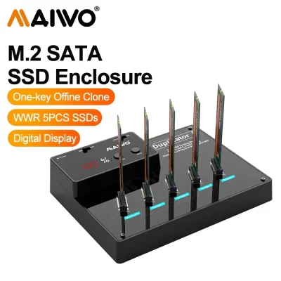 Maiwo 5 bay m.2 sata ngff ssd gabinete caso suporte offline clone usb 3.1 para m2 ssd docking station para m.2 sata ngff ssd disco