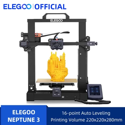 ELEGOO NEPTUNE 3 FDM Impressora 3D com nivelamento automático, tela de toque HD removível, extrusora de metal de engrenagem dupla 220x220x280mm