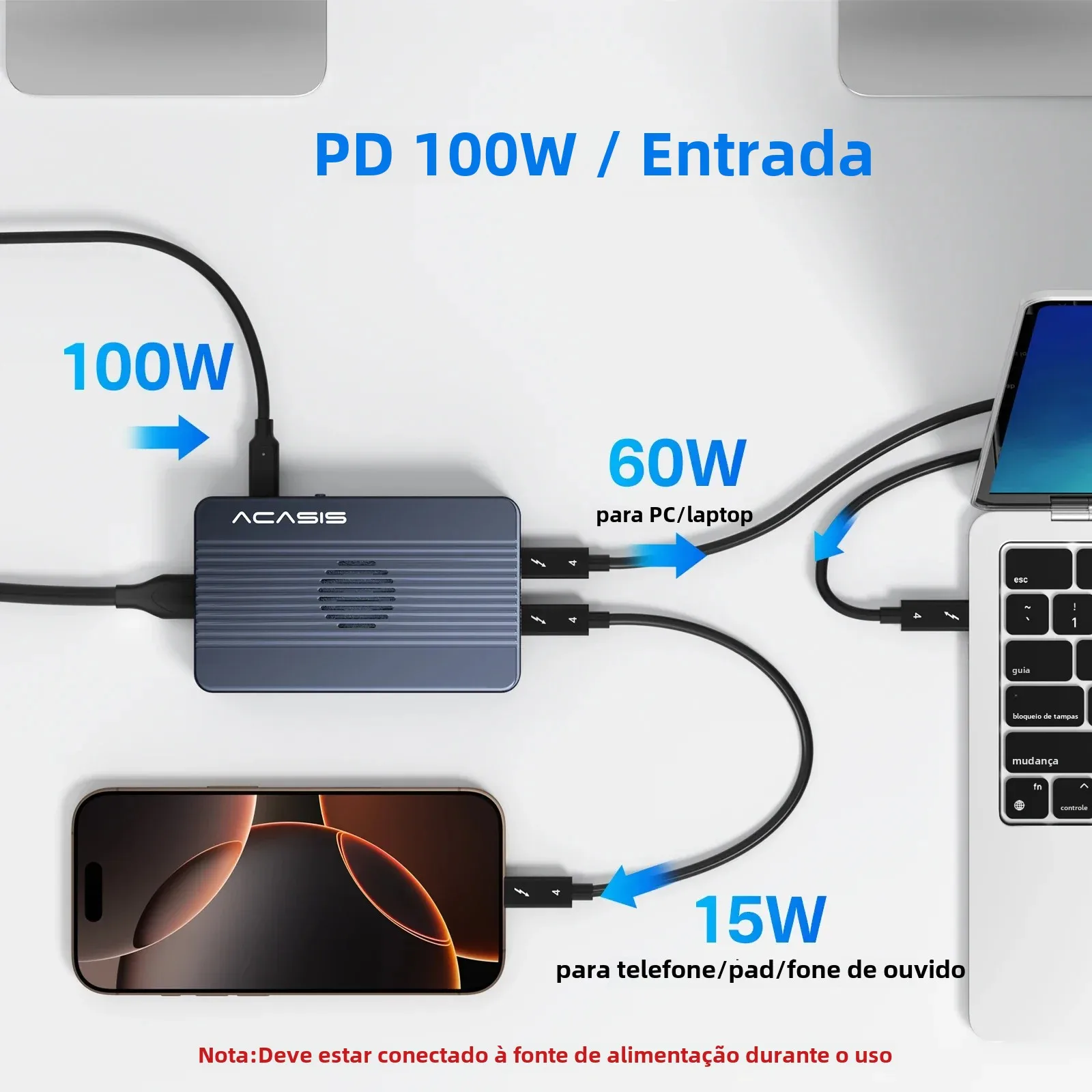 Acasis 40gbps dual-bay thunderbolt m.2 nvme ssd caso USB-C docking station modo raid hdmi 8k 60hz pd100w hub para edição de vídeo - Image 3
