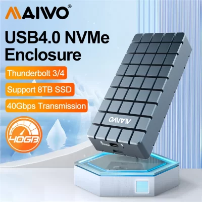 Maiwo 40gbps usb4 m.2 nvme ssd gabinete de alumínio 8tb max para thunderbolt 4/3 usb 3.2/3.1/3.0 b + m-key nvme ssd caso