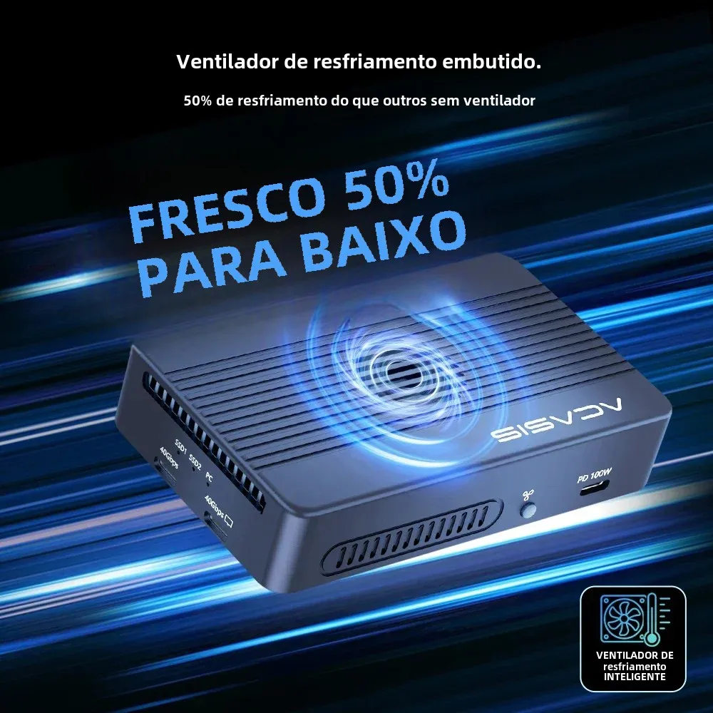 Acasis 40gbps dual-bay thunderbolt m.2 nvme ssd caso USB-C docking station modo raid hdmi 8k 60hz pd100w hub para edição de vídeo - Image 5