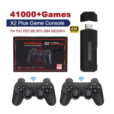 Console retro de videogame com controlador sem fio, X2 Plus, 128G, 40000 jogos, GD10 Pro, 4K, 3D, HD, TV, emulador para PS1