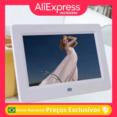 Moldura Digital 1280x800 IPS Tela Multifuncional Foto Vídeo Música Relógio Calendário Suporte para Mesa Alta Resolução e Design