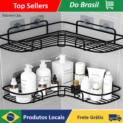 KIT 2 Prateleiras Suporte Com Alto Adesivos Para Parede Banheiro Cozinha lavanderia Shampoo E Sabonete - Nevedie Store