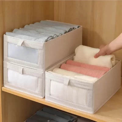 1 pçs calças caixa de armazenamento organizadores de roupas de armários e gavetas caixas dobráveis de tecido para o quarto guarda-roupa organização casa