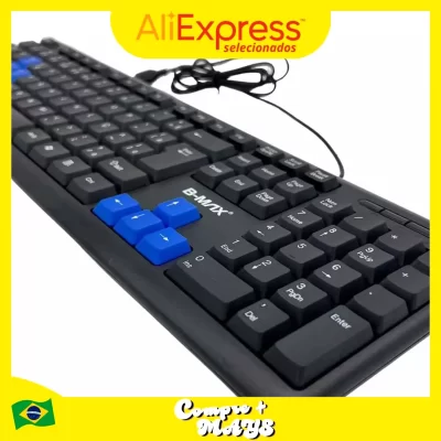 Teclado USB Padrão ABNT2 Com Fio 2.4GHz Ergonômico Confortável Resistente Ideal para Trabalho Jogos Digitação Layout Brasileiro