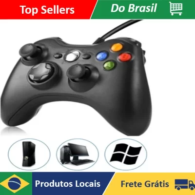 NEVERDIE STORE - Controle De Xbox 360 Com Fio Para Videogame e PC/Gord E Pc Joystick Jogo ENVIO RAPIDO PARA TODO O BRASIL