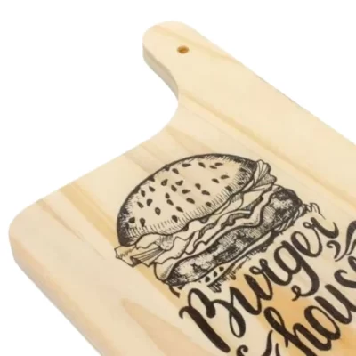 Tábua de Madeira Pinus Com Estampa de Hamburger Ideal Para Sua Cozinha Churrasqueira Petiscos Para Uso Ou Decoração