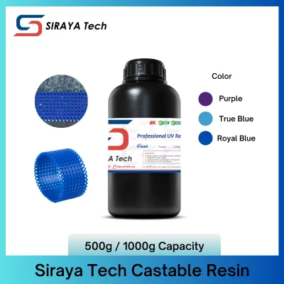 Siraya Tech Cast Resina para impressora 3D LCD Resina de cura UV Queima de alta resolução para fazer joias e peças de metal (1kg/500g))