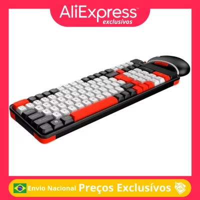 Kit Teclado Mouse Gamer Knup Colorido BT Wireless 2.4 Knup TE-129 USB Tipo C Computador Celular Smartphones Conexão Para Jogos