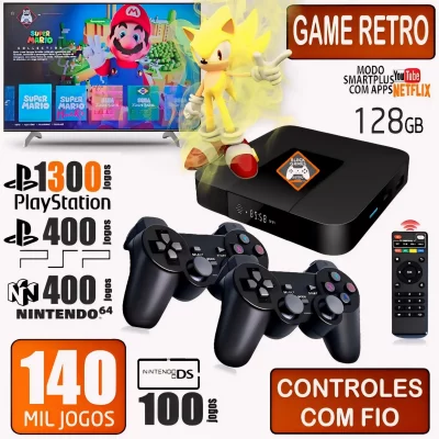 Video Game Retro Super 128GB 140.000 Mil jogos + 2 Controles sem fio Envio Imediato!