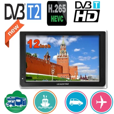 Leadsstar d12 recarregável 12 Polegada mini tv móvel portátil com dvbt2/h265/hevc 1280*800 cartão tf para casa/carro com carregador de carro
