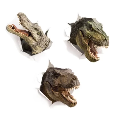 Adesivo de parede de crocodilo dinossauro 3d, para quarto de crianças, banheiro, armário, decoração de casa, papel de parede quebrado, adesivos de banheiro