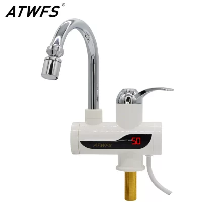 ATWFS 3000W Aquecedor de água instantâneo sem tanque Torneira elétrica de água quente Aquecimento Torneira de cozinha com display de temperatura