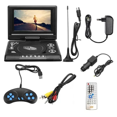 7.8 Polegada portátil hd tv casa carro dvd player vcd cd mp3 dvd player placas usb rca tv portatil cabo jogo 16:9 girar tela lcd