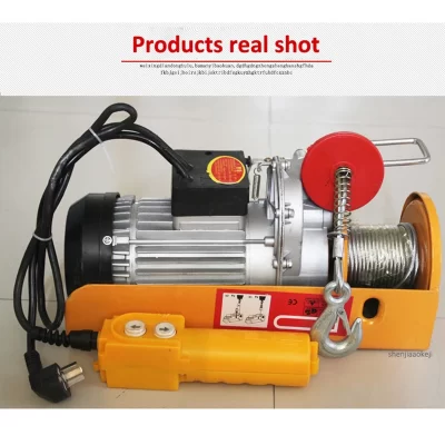 Venda quente guindaste elétrico pequeno pa400 mini guindaste de grua portátil 12/20/30m fio de aço windlass pequeno guindaste doméstico guindaste de renovação