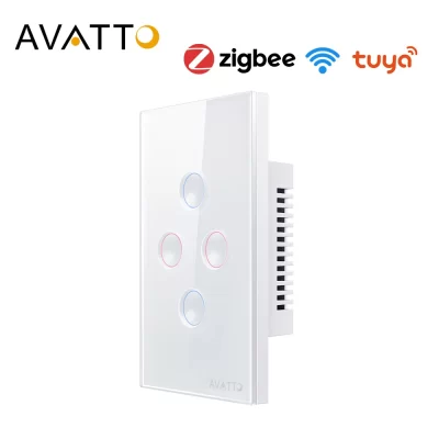 AVATTO-Interruptor de parede Tuya WiFi Zigbee com painel de toque 2.5D, interruptor inteligente para casa, US 1, 2, 3, 4 Gang, funciona para Alexa, Google Home