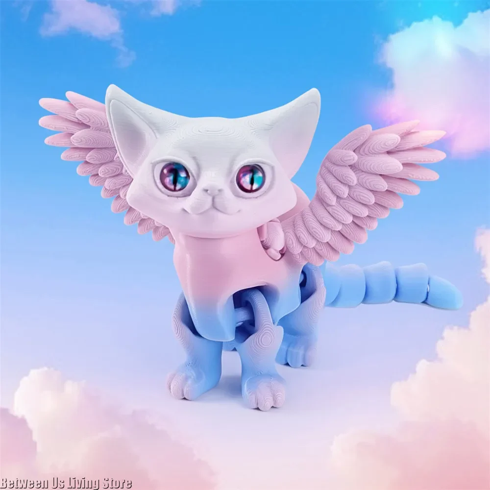 Modelo de brinquedo imprimível 3D Anjo Gato Inferno Gato para decoração de mesa de quarto Acessórios para casa móveis multiarticulados