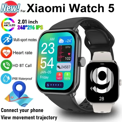 Para xiaomi relógio 5 versão global das mulheres dos homens hd amoled display freqüência cardíaca bluetooth chamada gps pista à prova dwaterproof água esportes relógio inteligente