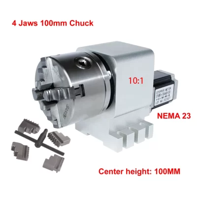Redutor harmônico caixa de engrenagens harmônicas cnc a 4th eixo rotativo nema23 motor de passo cnc cabeça de indexação 3/4 mandíbulas 100mm mandril