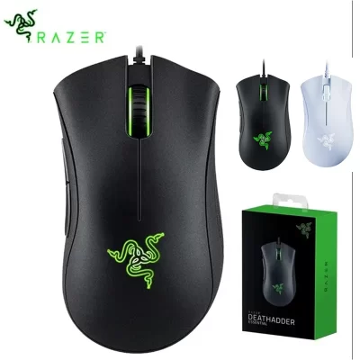 Razer-DeathAdder Essential Wired Gaming Mouse, Ratos 6400DPI, 5 Botões Independentes, Laptop, PC Gamer