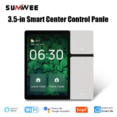 Painel de controle central inteligente tuya, mini modo de cena, tela sensível ao toque, 3 relés, controle remoto ir integrado, bluetooth, sigmesh, alexa voice
