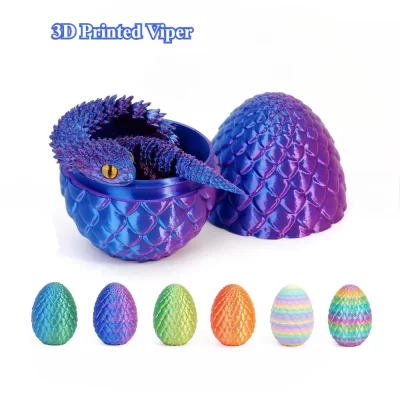 Conjunto de ovos de dragão viper impressos em 3d, modelos viper realistas, articulações totalmente móveis, presentes de aniversário, decoração de animais realista, desktop
