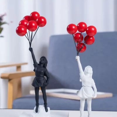 Resina Banksy Figurines para Interior Flower Thrower, Estátua Escultura, Home Desktop Decor, Coleção de arte