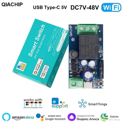 Ewelink inteligente wifi relé interruptor inteligente dc 5v 12v 24v 48v controle remoto sem fio 1 maneira alexa google casa controle de voz