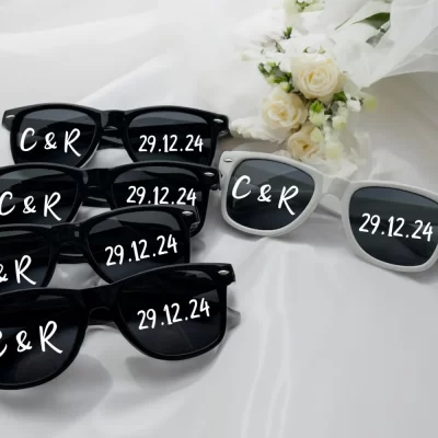 5/10 pçs óculos de sol de casamento personalizado noiva dama de honra presente óculos nome do casal personalizado despedida de solteira decoração