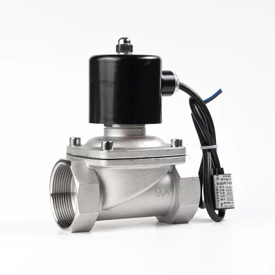 304 1/2 "3/4" 1 "válvula solenóide elétrica normalmente fechada de aço inoxidável ac 110v/220v/24v dc 12v água dn15 dn20 com ip65 din