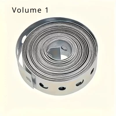 1 rolo de tira de aço galvanizado, tira de metal perfurada multifuncional pré-perfurada para suporte de tubos e processamento de chapa metálica