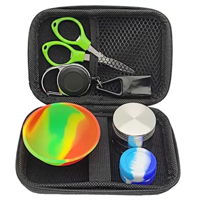 1 conjunto kit de fumar com moedor 40mm 67mm tigela de silicone suporte mais leve 5ml frasco de silicone tesoura presente acessórios para fumar