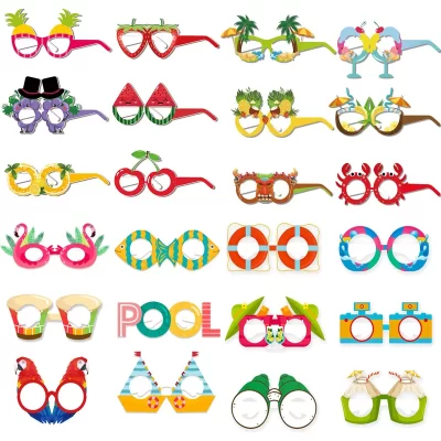 12 pçs havaí aloha tema verão frutas óculos de papel foto adereços havaiano luau tropical praia piscina festa de aniversário decoração crianças presente