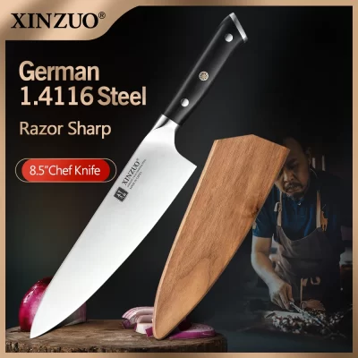 XINZUO-Faca Chef Alemão com Ebony Handle, 1.4116 Facas De Cozinha De Aço Inoxidável, Cozinhar Ferramentas Acessórias, Nova Chegada, 8,5"