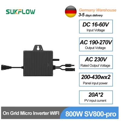 SUKFLOW 800W MPPT Grid Tie Micro Inversor Solar com WiFi DC16-60V Painel Solar Entrada IP67 para 190-270VAC Grade Doméstica Energia Solar