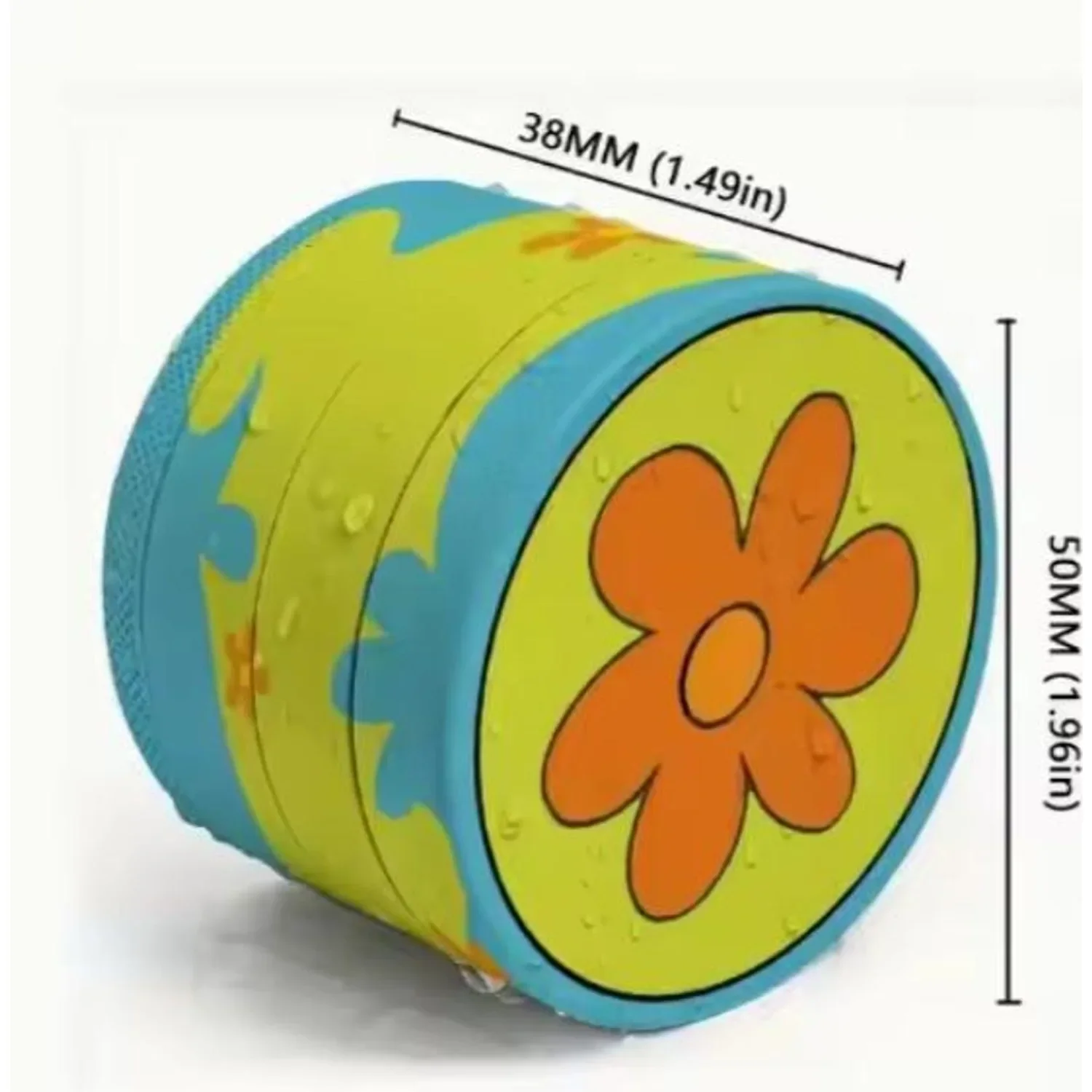 Moedor de ervas de metal com flor de margarida laranja de 2" - Image 3
