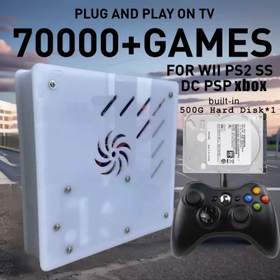 Novo super console x8 console de jogos retrô 4g ram 500gb rom intel 70000 + jogos windows11 sistema duplo para wii ps2 dc psp xbox mame