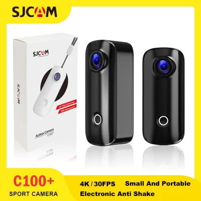 SJCAM C100 Plus ou C100 Action Cam 4K ou 2K 2.4G WiFi 30M à prova d'água com estojo Câmera esportiva preto branco