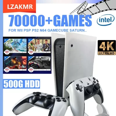 X5 console de jogos retrô 500g hdd embutido 70000 + jogo 4k saída de alta definição 60 + emulador para controlador sem fio xbox wii