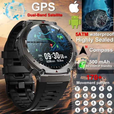 T-rex 3 relógio inteligente 466*466 amoled tela de toque completa 5atm à prova d' água gps 500mah bateria alta bússola 170 + modos esportivos para homens