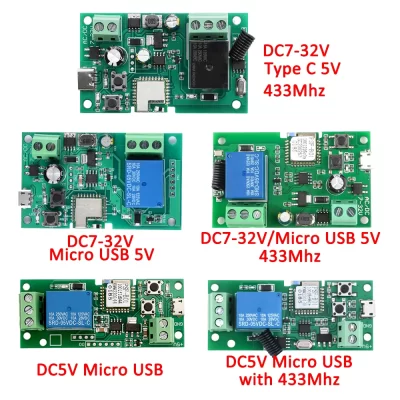 Módulo de relé wi-fi DC7-32V /DC 5V 1CH para aplicativo eWeLink Controle Remoto Relé de atraso sem fio de bloqueio automático para casa inteligente inteligente