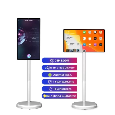 Personalizado 21.5 Polegada 4k televisão inteligente tela de toque rotativo android tv 4gb + 64gb led inteligente & tv lcd tv portátil com suporte